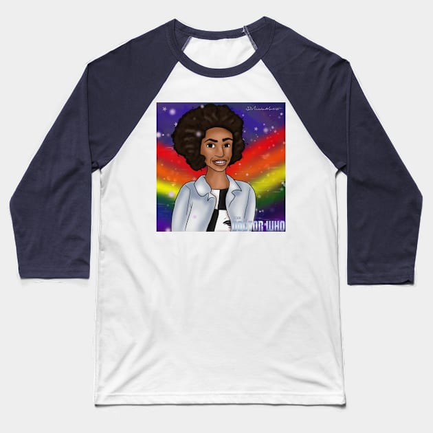 Super Space Gay (with background) Baseball T-Shirt by SBMaskedArtist